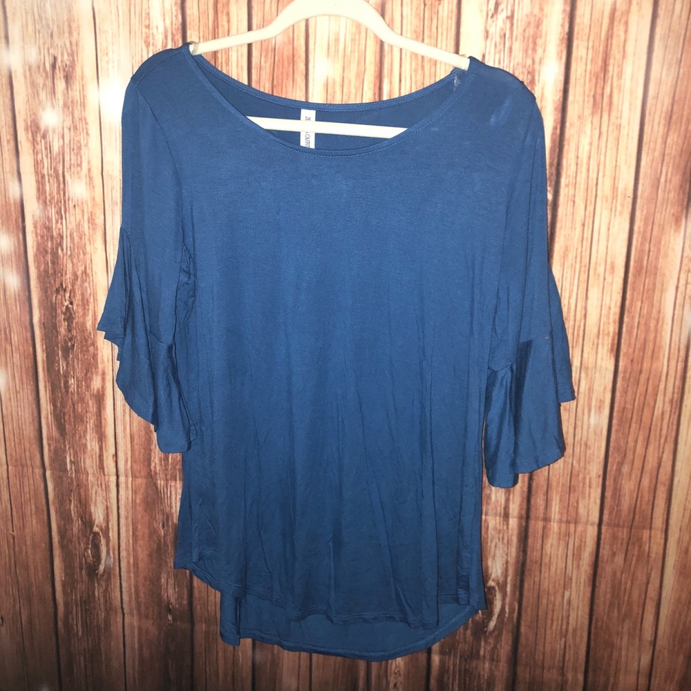 Blue ruffle top
